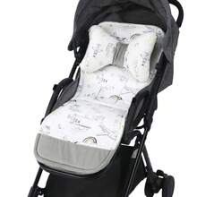 1pc Baby Stroller Seat Cushion, Cartoon Rabbit Print, Comfortable Cotton Pad With Pillow, Reversible For All Seasons, Suitable For Daily Use - As Shown - View 7