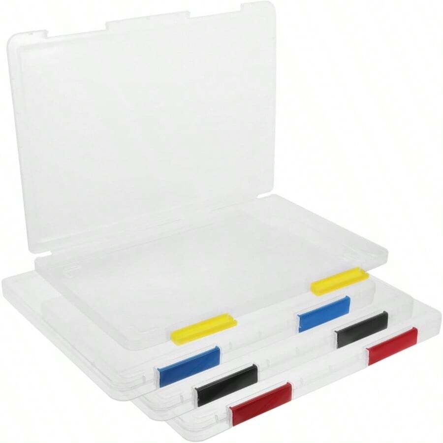 SUIOO Lurrose Caja Archivo Plastico 4 Cajas De Almacenamiento Organizador De Documentos Portátil - Azul - Ver 1