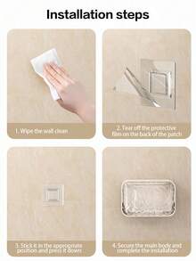 Wall Mounted Double Layer Plastic Soap Dish, No Drill Bathroom Storage Box With Iceberg Pattern Design, Suitable For Soap, Bar Soap, Body Wash And Other Bathroom Items Home Bathroom Decor Fall Decor Back To School - Multicolor - View 5