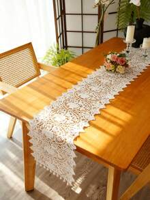 1 chiếc khăn trải bàn ren thêu hoa kiểu công chúa - Vải ren trắng, họa tiết hoa rỗng thêu, viền tua rua xinh xắn, phù hợp mọi mùa, trang trí tiệc cưới, trang trí bàn ăn màu trắng thanh lịch cho phòng khách và phòng ăn. - trắng - Xem 5