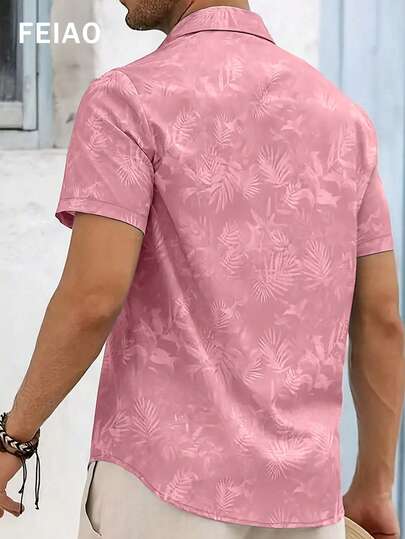 FEIAO Men's Retro Vintage Coin Pattern Shirt, Polyester Single-Sided Digital Printing - Floral Outer Layer, Blank Inner Layer, Lightweight Fabric, Ideal For Casual Daily Wear And Travel