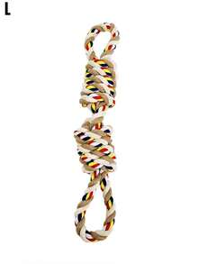 1 pieza Juguete interactivo de cuerda de algodón para tirar de la de perros, juguete de cuerda anudado para masticar y limpiar los dientes para mascotas de raza mediana/grande - Multicolor - Ver 14