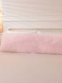 1pc Fluffy Plush Solid Color Throw Pillow Cover, Soft & Comfortable Pillow Protector, 100% Polyester, Suitable For Bedroom, Dorm, Living Room, Sofa, Outdoor, Car, Travel, Available In 50*75cm, 51*91cm, 51*137cm - Baby Pink - View 7