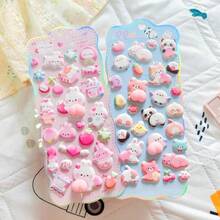(Cute Blue & Pink) Sticker + Adorable Sticker (2pcs/Set) | 3D Cartoon Style Stickers, Widely Loved, Suitable For Water Bottles, Phone Cases, Planners, Albums, Laptops, Smartphones, Pens, Etc. Decorative Stickers, Adhesive Craft Supplies, Fun Stickers, Smooth Surface, Stationery & Planning Enthusiasts, Ideal For Decorating Various Items. - Multicolor - View 1