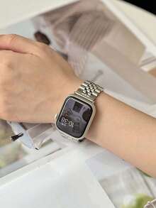 Huastonband 適用於 44mm 38mm 40mm 41mm 42mm 45mm 46mm 49mm，經典五珠設計銀色不鏽鋼錶帶，易拆卸快拆設計不鏽鋼錶帶附拆卸工具，相容 配件，相容 錶帶 Series S11/S10/S9/S8/S7/S6/S5/S4/S3 SE Ultra，適合商務場合、派對、節日禮物，男女通用配件 - 銀色 - 查看 8