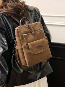 Plecak antykradzieżowy retro ze zamszu, damski portfel, wielofunkcyjna modna torba na co dzień, lekka torba podróżna z wieloma kieszeniami, minimalistyczny plecak o dużej pojemności, wygodny plecak, odpowiedni dla studentów, pielęgniarek, nauczycieli, ludzi biznesu, w podróży, do pracy, na zakupy, do biura, na randki, na piesze wędrówki, na szkolenia, do pracy, na prezent urodzinowy, na święta, plecak - Wielokolorowe - Zobacz 5