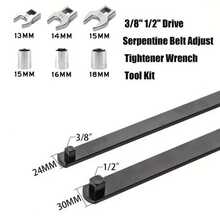 Automotive Belt Tool Set - Pulley Removal Wrench Kit, Car Belt Install Extractor | Engine Repair Socket Kit, Heavy Duty Serpentine Wrench Tool, With 3/8 Inch Square Drive And 13 14 15 16 18mm Crowfoot Wrenches, For Trucks, Sedans, Workshop Garage Mechanics - A - View 8