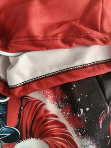 3D圣诞老人印花时尚新颖图案男士连帽长袖卫衣，春秋季套头连帽衫，带抽绳和口袋 - 彩色 - 查看 8