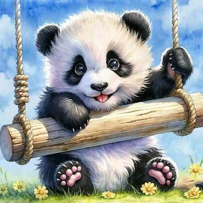 1套[11.8*11.8英寸/15.7*15.7英寸] 5D亚克力钻石画套装，可爱熊猫图案，适合成人初学者DIY马赛克钻石画，全钻手工DIY钻石画，适用于客厅、卧室、办公室墙面装饰，惊喜艺术家居装饰礼物，送给家人和朋友