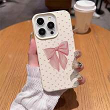 1pc TPU Material Elegant Bow Heart Full Print Phone Case Compatible With Apple 17 Pro Max/17/16 Pro Max/15/13/12/11, S20 FE/A15/S24/A55, Redmi Note 11/12/13 Pro, Shockproof Soft Protective Cover - White - View 4