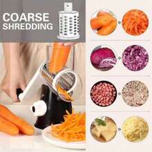 1pc Cambom Rotary Hand-Cranked Cheese Grater, Suitable For Fresh Cheese, Vegetables, Nuts, Non-Slip Suction Base, Includes Cleaning Brush, 3 Blades - Multicolor - View 6