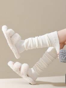 1/2/3/6 Đôi tất giữ ấm chân bằng lông cừu giả chồn cho nữ, chất liệu mềm mại, đa năng, thích hợp cho mùa thu/đông. - Nhiều màu - Xem 12