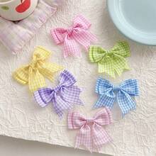 1/15 piezas/paquete Lazo de mariposa a cuadros, lazo de cinta de poliéster de doble capa, accesorio para el cabello estilo Ins, material de envoltura de regalo, lazo de cinta DIY, adecuado para invitaciones de boda rústicas, lazos, guirnaldas, manualidades DIY, decoraciones navideñas, decoración del hogar DIY, fiestas de boda y envoltura de regalos de San Valentín - Multicolor - Ver 4