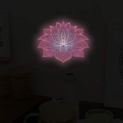 Glowing Mandala Lotus Wall Sticker - Bohemian Style Luminous Decorative Sticker, Self-Adhesive Removable PVC Material Wall Decor, Mysterious Zen Style Home Decor