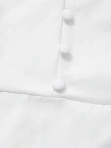 QUNGIGU 女款優雅短款立領前開扣修身迷你洋裝，挺挺立領雞尾酒畢業正式晚宴禮服，排練晚餐穿搭 - 白色 - 查看 9