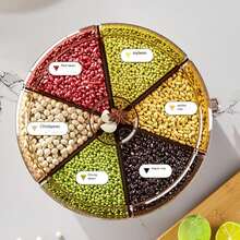 360° Rotating Rice Box - Airtight Dry Food Storage Container, With 6 Independent Compartments, Large Capacity Grain Box, Moisture-Proof Kitchen Food Container, - Multicolor - View 9