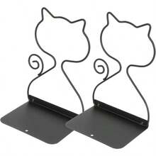 Set Of 2 Reinforced Bookends From Korea – Minimalist, Creative Bookends For Desks, School Bags & Studies - 黑色 - 查看 10