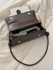 New Fashion Metal Decor Handbag Shoulder Bag, Suitable For Parties, Outings, Vacations, Shopping And Daily Use - Coffee - View 6