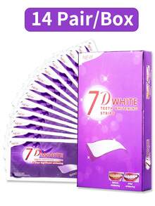 7D White 紫色牙齿美白贴片，颜色矫正器，7/14/21/28/42片装，不含过氧化物，温和配方，去除咖啡、茶、烟渍，超薄背胶，7天可见美白效果，纯素配方，无动物实验，适合约会、派对和日常护理 - 打條 - 查看 11
