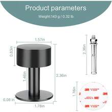 Tapones para puerta de piso sin taladros modernos topes cilíndricos de goma protector de pared calcomanía para topes de puerta topes de puerta para parte inferior de la puerta negro plata 2 piezas de 2.35 pulgadas - NegroPlata - Ver 2