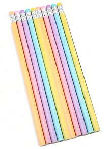 Macaroon Triangle Pencil Bright Basswood With Rubber Pencil Sketch Painting Learning Stationery. - Multicolor - View 9