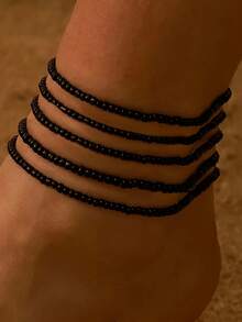 10/20/30/50 件/套随机颜色和款式波西米亚风弹性脚链，百搭时尚珠宝礼物，适合男士和女士，日常穿着和海滩 - 彩色 - 查看 8