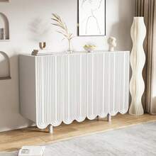 Sideboard, Teardrop-Shaped Sideboard With Molded Doors And Buffer Hinges - 白色 - 查看 2