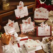 6pcs/Set 3D Butterfly Rose Greeting Cards, Elegant Folding Postcards For Valentine's Day, Flowers, Confessions, Birthdays, Parties, Weddings - Red - View 1