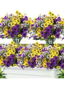 1/4/8pcs Artificial Silk Flowers, Suitable For Outdoor Use, UV Resistant, Purple-Red Fake Flowers, Applicable For Outdoor Planters, Garden, Balcony, Home, Office, Bedroom, Living Room, Valentine's Day, Birthday Decoration - Multicolor - View 1