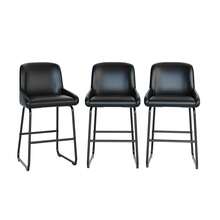 Techigher PU Leather Bar Stools Set, Industrial Pub Barstools With Back And Footrest, Modern Bar Height Stool Chairs For Dining Room Kitchen Island - Black 3pcs - View 9