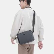 Men's Casual Business Fashion Commute Travel Waterproof Durable Shoulder Messenger Bag Phone Bag - Grey - View 9