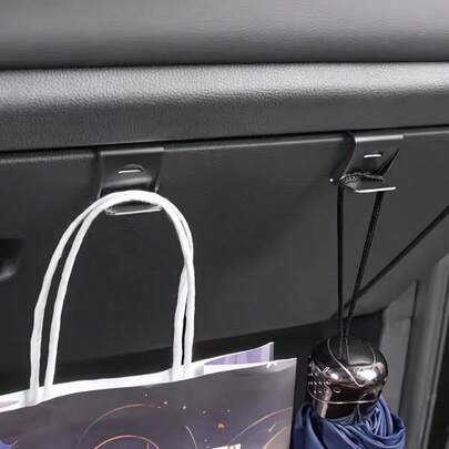 2pcs Invisible Car Door Storage Hooks - Minimalist Black Car Organizer Hanging Hooks, Suitable For Most Vehicles, Lightweight And Durable Design, Passenger Glove Box Hooks
