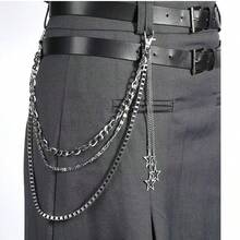 1pc Punk Style Hollow Star Decor Multi-Layer Chain Pants Chain, Hip Hop Fashion Waist Chain Accessory - Silver - View 3