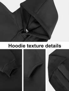 Women's Virgin Mary & Print Hooded Sweatshirt - Loose Fit Catholic Iconic Religious Apparel, Spring/Fall Pullover Sweater, Washable Casual Wear - màu đen - Xem 4