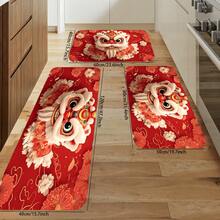1pc/2pcs/3pcs Door Mat, Chinese New Year Lion Dance Figures, Festive Christmas Decor, Machine Washable, Home Kitchen Decor, 2 Sizes AvailableA Perfect Pick To Upgrade Both The Style And Functionality Of Your Space, This Rugs Is The Ideal Finishing Touch For Any Area - Nhiều màu - Xem 7