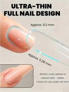 60pcs Nail Art Sandwich Nail Extension Mold, 30pcs Top Mold + 30pcs Bottom Mold Sandwich Layer Design, Reusable Nail Extension Mold For DIY Almond, Ballet, Pointed Nail Shapes, No Paper Needed, Suitable For Gel Nail Extensions - Clear - View 7