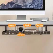 Adjustable No-Drill Cable Management And Storage Tray (Black And White Options) - Can Hold Cables And More. Features Wall-Mounted Hidden Channel And Extendable Shelf, Ideal For Office, Bedroom - Multicolor - View 4