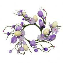 Easter Wreath, Cute Colorful Eggs Holiday Decorative Garland Window Door Hanging Present - Violet Purple - View 6