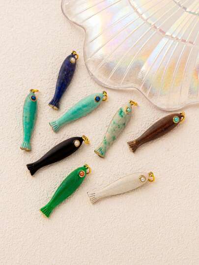 1pc Fashion Dopamine Ocean Style Colorful Small Fish DIY Pendant, Plated 18K Gold, Waterproof And Color Preserving, DIY Jewelry Accessories, Necklace Accessories, Bracelet Accessories, Earring Accessories, Keychain Accessories, Bag Accessories, Women's Jewelry Accessories, Wallet Accessories, Small Pendant, Gift