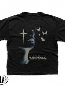 Vintage Graphic T-Shirt _ Oversized Streetwear Tee _ Gothic Grunge Y2K Shirt _ Aesthetic Retro Graph - 黑色 - 查看 1