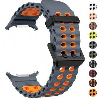 1PC Two-Tone Sports Silicone Strap Compatible With Samsung Galaxy Watch Ultra Marine Band Bracelet For Galaxy Watch Ultra 47mm Watchband