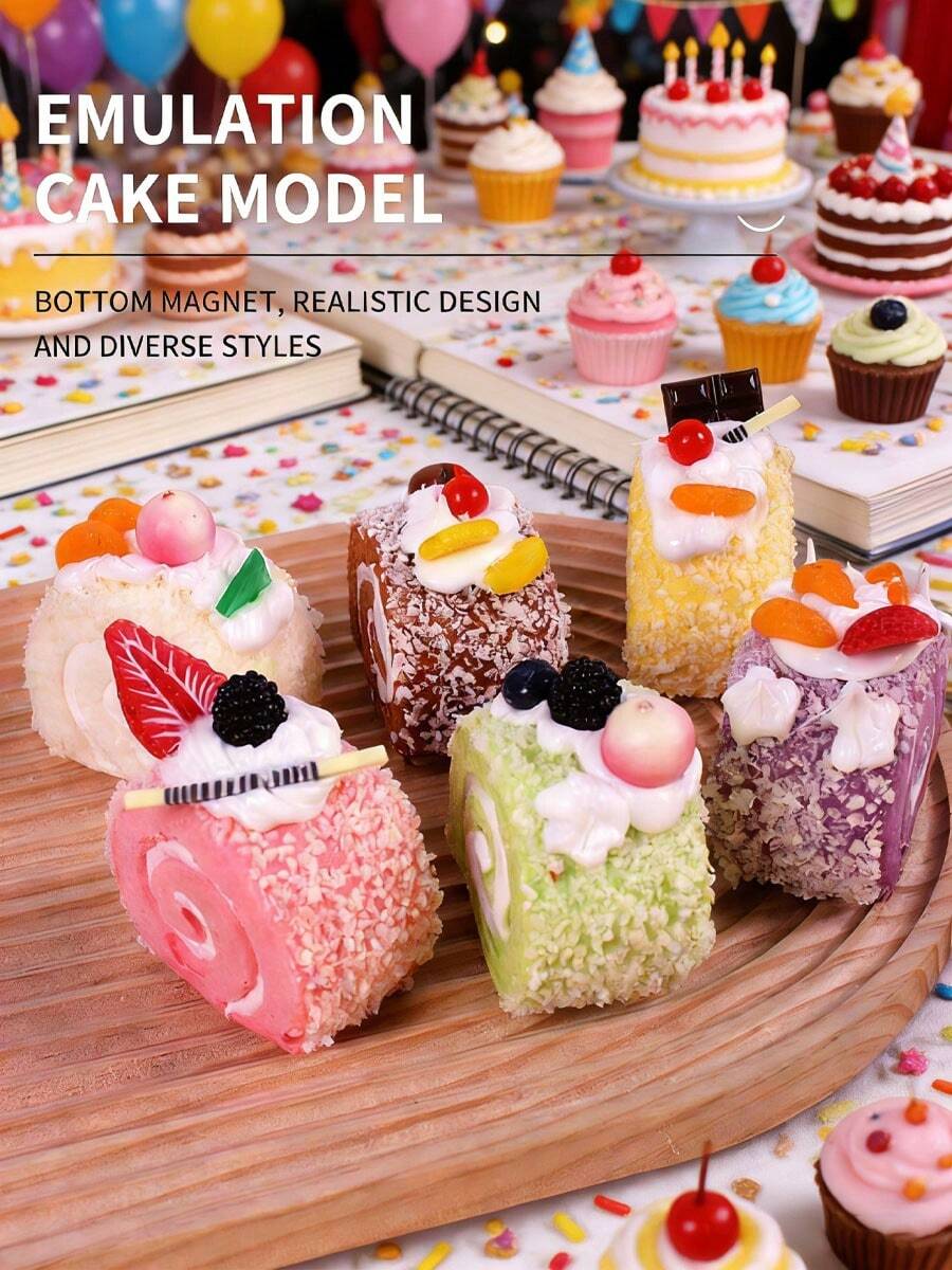 1 pieza Pastel de crema de fruta simulado de PU multicolor, modelo de pastel de crema simulado de estilo dulce, adecuado para decoración de tienda de postres, escaparate, accesorios de fotografía, artesanía de pastel simulado súper lindo hecho a mano para exhibición - A - Ver 1