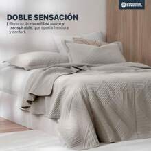 ESQUIMAL Edredón Ligero Reversible Pinsonic Velvet con Fundas de Almohada Colcha Doble Vista para Todo el Año (, )(Beige Individual) - Multicolor - Ver 4