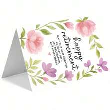 1张精美“退休快乐”贺卡，含信封 - “退休冒险乐趣”设计，水彩花卉图案，完美适用于退休人士，是退休庆祝活动和休闲时光的理想之选，退休贺卡|花卉装饰卡|纸质贺卡，庆祝活动配件 - 彩色 - 查看 3