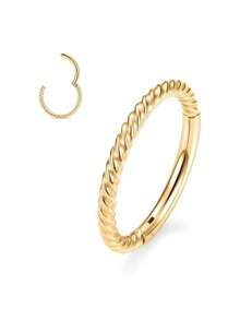 1/2pcs 316L Stainless Steel Minimalist Nose Ring Earring European And American Twist Snap Closure Seamless Ring Non-Fading Body Piercing Jewelry For Men And Women - Multicolor - View 6