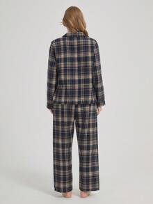 新款时尚休闲加厚冬季女式睡衣套装 - 藏蓝色 - 查看 2