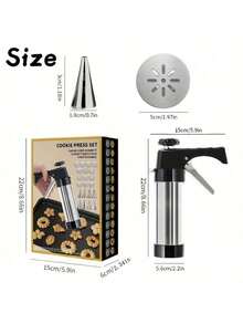 22pcs Baking Tool Set Includes Cookie Stamp, Cream Piping Gun, Melting Chocolate Nozzle, 13 Shaped Baking Molds, 8 Piping Tips And 1 Stamp Gun, Essential Kitchen Tools For Baking On Halloween, Christmas And Valentine's Day. Manual Operation, No Electricity Required, Beautifully Packaged, Ideal Gift. - Multicolor - View 4