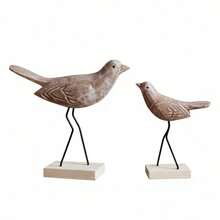 Figura de pájaro de madera, juego de 2 piezas, estatua de animal pequeño, decoración para el hogar, la sala de estar y la oficina, regalos de San Valentín, clásico y elegante,  de , alta tasa de recompra.