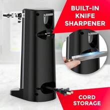 POHL SCHMITT - Abrelatas eléctrico afilador de cuchillos y abrebotellas palanca de empuje fácil funciona con latas estándar y pop-parte superior acero inoxidable duradero y accesorio de cocina ABS - Acero inoxidable - Ver 4