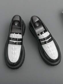 男士鳄鱼纹压花休闲乐福鞋，轻便舒适，休闲德比鞋